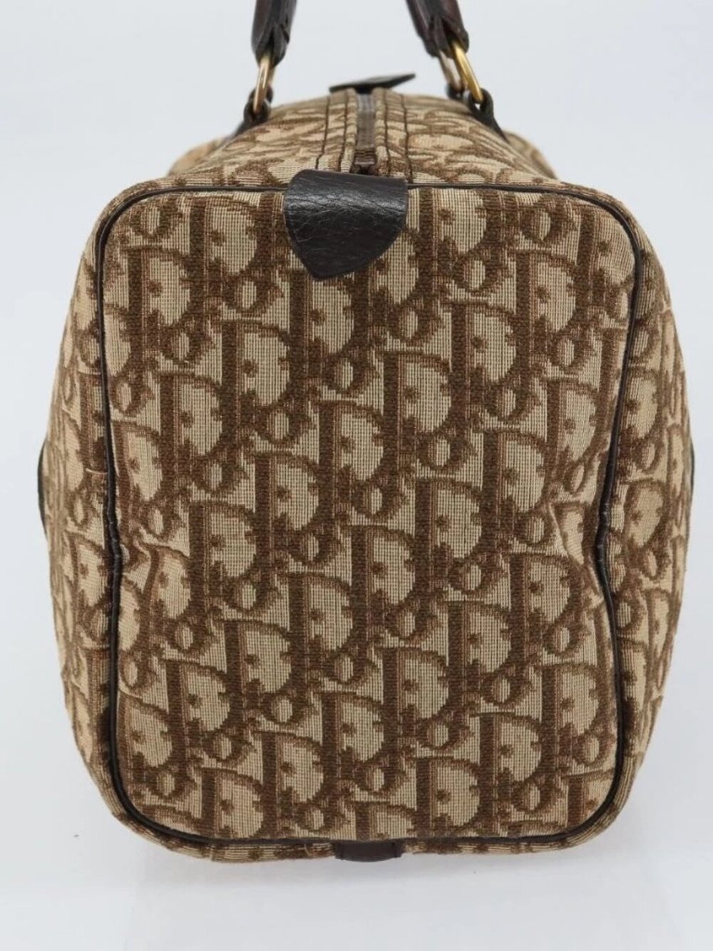 Christian Dior Trotter Canvas Boston Bag Beige Gold Auth 151623 - Picture 6 of 16